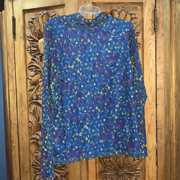 Anthropologie Tops - EUC Anthropologie XL floral mesh turtleneck
